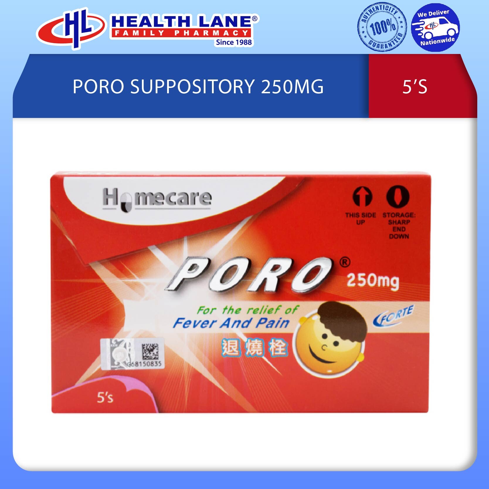 PORO SUPPOSITORY 250MG 5'S 